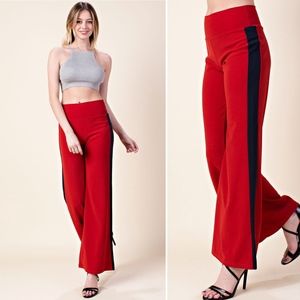 ✅NEW ARRIVAL➡️Red Wide Leg Colorblock Pants